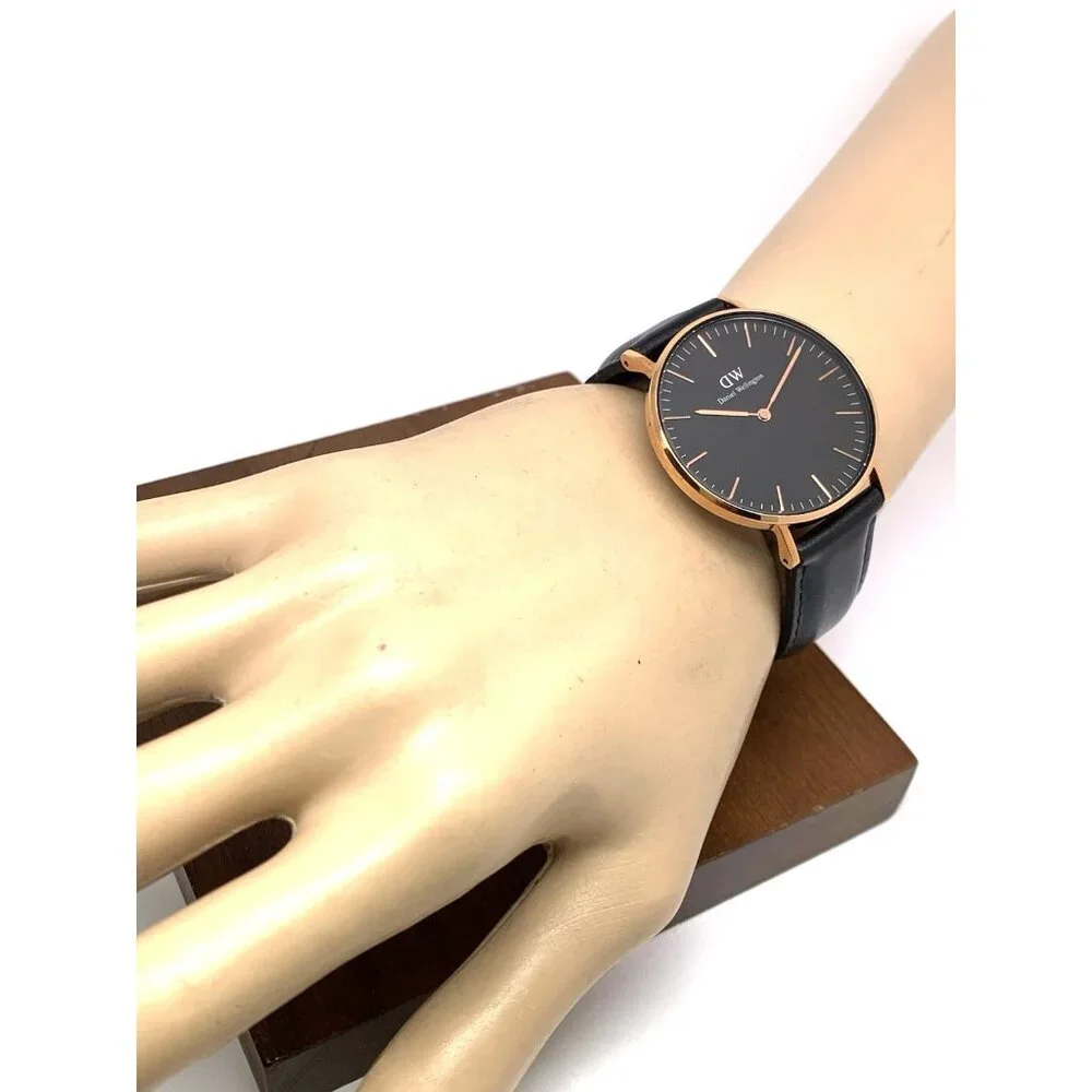 Daniel Wellington Women's Watch DW00100139 Rose Gold Black Leather Strap 36mm